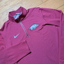 Nike Dri Fit Arkansas Razorback Quarter Zip Pullover Medium Red NCAA Fan Gear picture