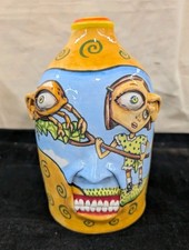 Stacy Lambert Primitive Southern Folk Art Pottery Fiddler Crab Face Jug picture