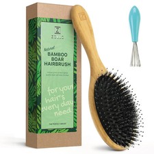 Natural Boar Bristle Hair Brush for Women, Men, Kids; Dry and Wet Detangling Hai picture