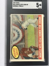 1959 Topps MICKEY MANTLE 42nd Home Run Yankees #461 SGC 5 Ex picture