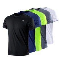 Men's Quick Dry Short Sleeve Gym Running Moisture Wicking Round Neck T-Shi picture