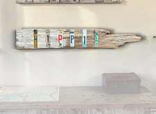 Vintage HIPPIE Folk Art Sign License Plate Salvage Wood Boho Wall Decor picture