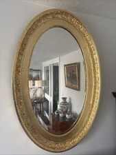 Antique French Oval Giltwood Mirror c1880 Gold Leaf Restored 19th Century picture