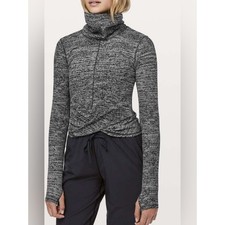Lululemon Melodic Movement Long Sleeve Top Black White Twillines Nulu Twist 6 picture