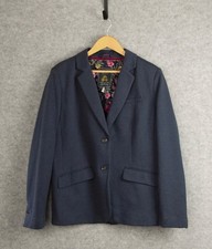 Joules Agatha Herringbone Cotton Knit Blazer Jacket Navy Women's Size UK 20 picture