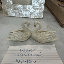 Pair of Vintage Porcelain Lenox Swan Wedding Cake Toppers/Card Holders picture
