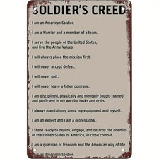 Vintage US Army Soldier's Creed Iron Tin Metal Signs Home Décor Wall Bar, or Mil picture