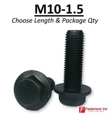 (Choose Length & Qty's) M10-1.5 Grade 10.9 Metric Flange Bolts Black Phos & Oil picture