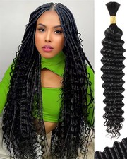 Human Braiding Hair 1 Bundle 50g 26in Deep Wave Bulk 12A Brazilian Virgin picture