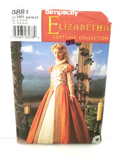 Halloween Simplicity Costume 8881 Elizabeth Costume  Collection Size 6,8,10,12 picture