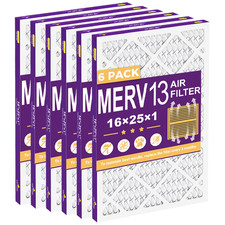 6 Pack 16x25x1 Pleated Air Filters, Replacement for HVAC AC Furnace (MERV13) picture