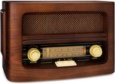 ClearClick Classic Vintage Retro Style AM/FM Radio w/ Bluetooth & Wood Exterior picture