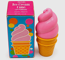 Vintage Avon Ice Cream Cone Lip Pomade Tutti Frutti NOS MINT Rare w/Box picture