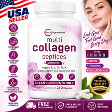 ✅Multi Collagen Peptides 240 Capsules Types I II III V X Biotin Hyaluronic Acid✅ picture