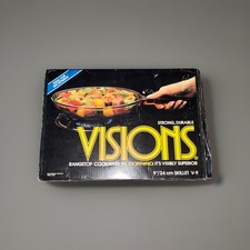 VISIONS Corning Amber Glass 9 in/24cm Skillet V-9 Microwaveable Vintage opened picture
