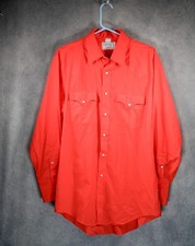 VTG 70s H BAR C California Ranchwear Red Pearl Snap Western Shirt 16.5-33 Mint picture