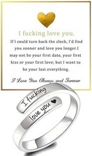 I F♡Cking Love You Ring for Women, Hope Rings Adjustable Stainless Steel Silver* picture