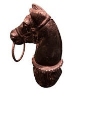 Antique Cast Iron Horse Head Hitching Post Topper with Ring picture