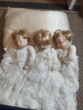 Unique Special Order Triplets Made In South Africa Porcelain Dolls. picture
