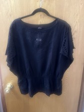 A.N.A  A New Approach Black Eyelet Batwing Sleeve Top XL 12 14 picture