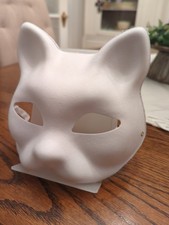 Pre-Band Therian White Cat Half Mask Base Costume