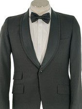 Vintage 50s Bespoke Wool Tuxedo Suit 38L Shawl Lapel Ticket Pocket Union Made picture