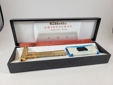 Vintage 1961 G4 Gillette Aristocrat Adjustable Gold Safety Razor w/ Case picture