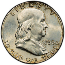 1956-P PCGS MS64 Franklin Half Dollar | Natural Peripheral Toning | Nice Luster picture