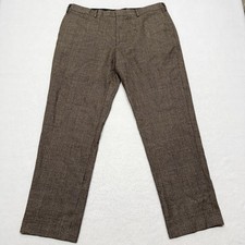 J.Crew Thompson Pants Mens 38x32 Brown Wool Blend Tweed Check Slim Fit Dress picture