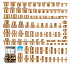 106PCS Brass Pipe Fittings Kit NPT Adapter Bushing Nipple Coupling Plug Set picture