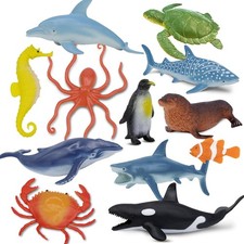 Ocean Sea Life Toy Figures Set for Kids, 12 PCS Realistic Marine Animals with Sh picture