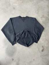 Vtg 50s 60s Faded Black Single V Cotton Sweatshirt Medium USA Two Tone  picture