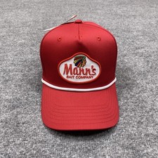Mann's Bait Company Hat Cap Snap Back Mens One Size Red Patch Adjustable Fishing picture