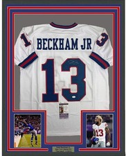Framed Signed Odell Beckham Jr. 35x39 Giants Color Rush Jersey JSA COA picture