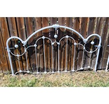 Vintage Elliott King Iron Brass  Porcelain Ornate Headboard Footboard picture