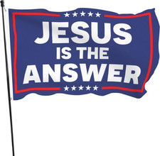 Jesus Is the Answer Outdoor Flags, Christ Faith Fade Proof Outdoor Banners, 3X5 picture