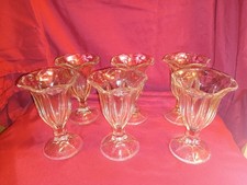 Set Of 6 Anchor Hocking Fountainware Clear Tulip Ice Cream Sundae Glasses 6