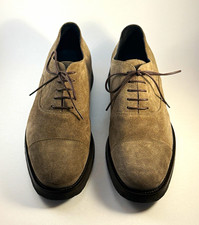 Paul Stuart Brown/Taupe Suede Cap-Toe Oxford Size 9M Made in Italy, Unworn  picture