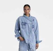 KBB by KAHLANA Women 'The Denim Jacket' Size Small Asymmetrical Light Wash picture