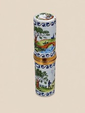 Vintage Porcelain Toothpick Holder, Hand Painted Hunting Scene, French Style Por picture