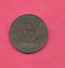 CANADA km8 1910 FINE-NICE large cent ANTIQUE OLD CIRCULATED BRONZE COIN picture