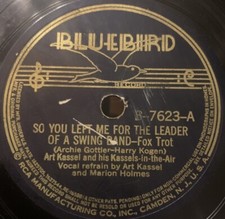 Art Kassel - So You Left Me For The Leader Of A Swing Band - Bluebird B-7623 EX picture
