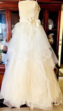 White by Vera Wang Strapless Lace Tulle Ball Gown, free items, Size 10 VW351065 picture