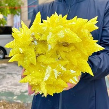 4.27LB   Rare yellow sulfur quartz crystal mineral specimen picture