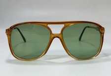 Rare 80s Raffaello Arte Italiana Double Bridge Sunglasses Amber Frame Green Nos picture