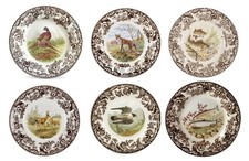 Spode woodland set of 6 X dinner plates- 6 unique inc fish falcon -----3733----- picture