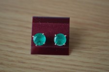 4.65ct Emeraldine Quartz Triplet Earrings Platinum Plated over Fine Silver 8mm picture