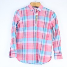 NWT NEW J. CREW WOMEN’S CLASSIC-FIT CRINKLE COTTON POPOVER IN OMBRÉ PLAID SZ2 M picture