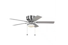 Hampton Bay Colton 52 in. Brushed Nickel Flush Mount Ceiling Fan with LED Light picture
