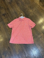 Izod Men's Large Golf Stretch Polo Shirt Red Pink Heathered Short Sleeve L picture